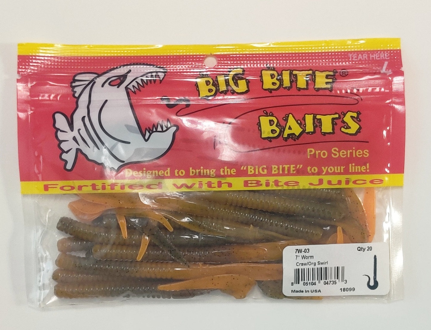 Big Bite Baits Pro Series 20pk 7" Baby Worm