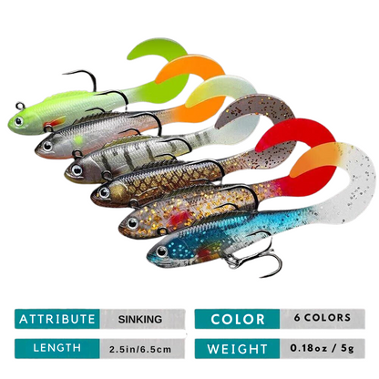 Truscend 6 Pack Whiptail Swimbaits